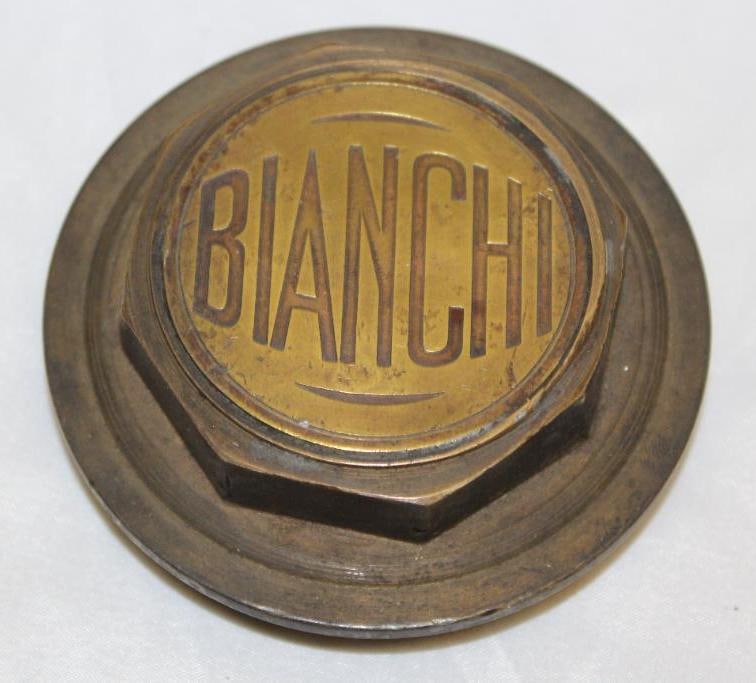 1910's Brass Bainchi Threaded Hubcap (1 of 2)