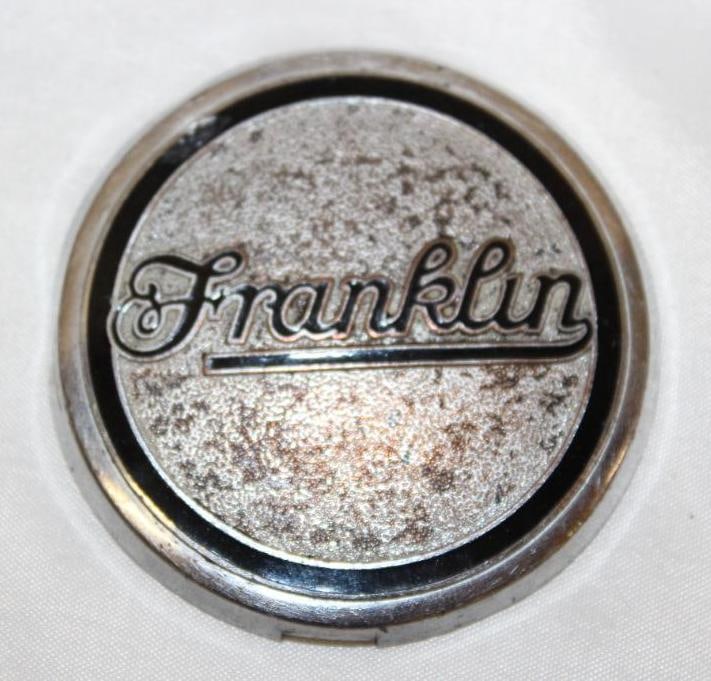 1930-1934 Franklin Motor Car Co Crank Hole Emblem Badge: 2.5" diameter
