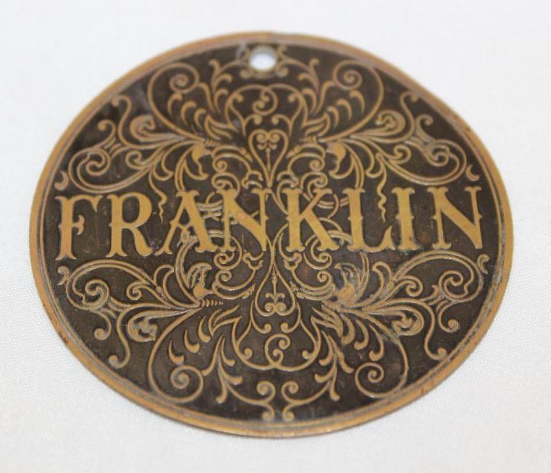 Franklin Brass Emblem Badge: 2.5" diameter