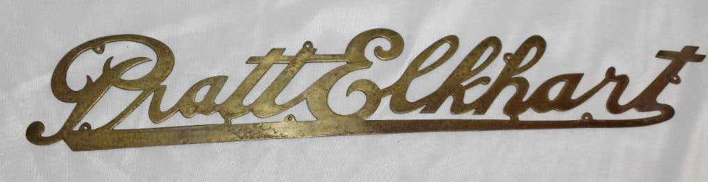 Pratt Elkhart Motor Car Co Brass Radiator Emblem Script (1 of 2)
