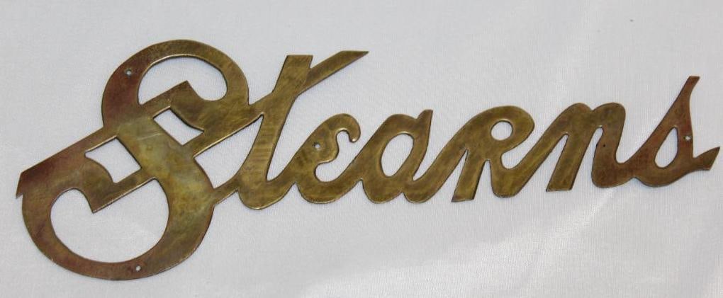 Stearns Motor Car Co Brass Radiator Emblem Script (1 of 2)