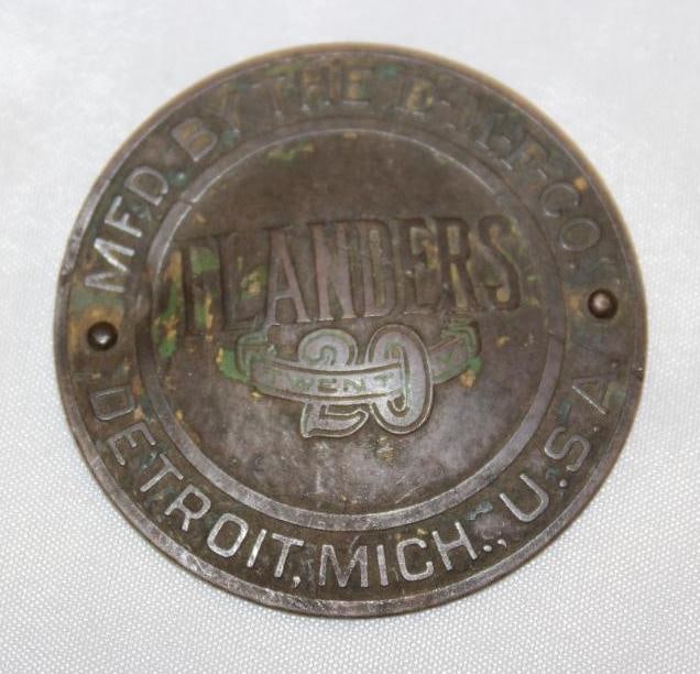 1910-1911 Flanders Twenty by EMF Radiator Emblem Badge: 2" diameter