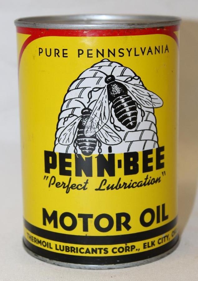 Penn Bee Graphic Metal 1 Quart Motor Oil Can (1 of 3)