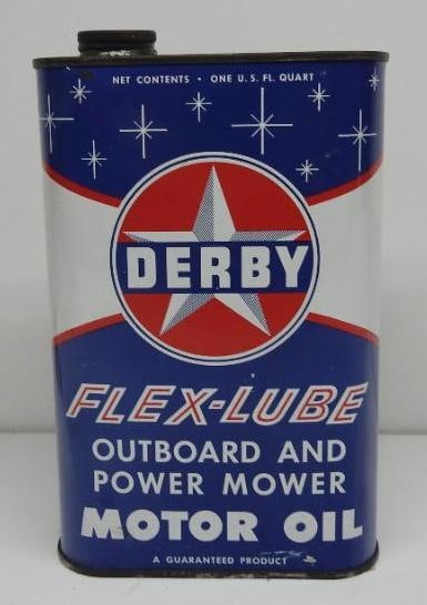 Derby Flex-Lube Outboard Motor Oil Flat Quart Can (1 of 4)