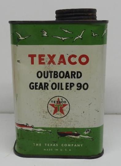 Texaco Outboard Gear Oil Flat Quart Can (1 of 3)