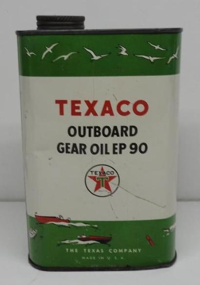 Texaco Outboard Gear Oil Flat Quart Can (1 of 2)
