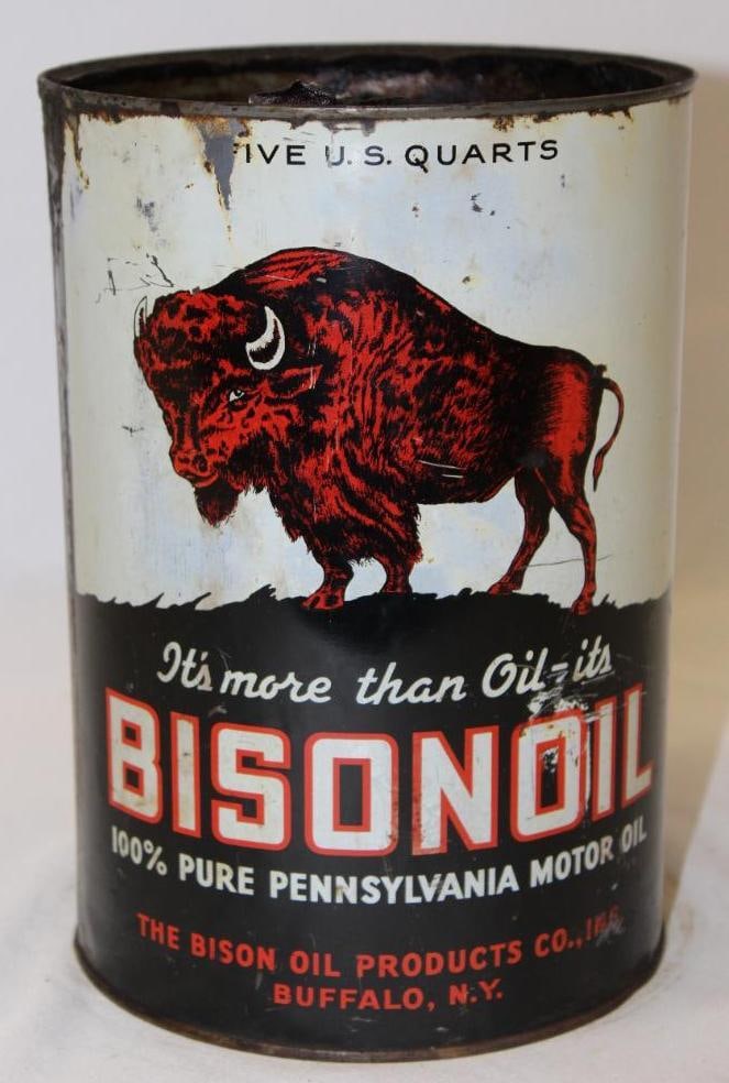 Graphic Bisonoil of Buffalo NY Metal 5 Quart Motor Oil Can (1 of 4)