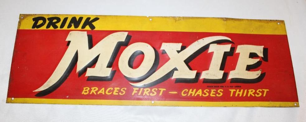 Drink Moxie Soda Advertising Embossed Tin Sign (1 of 4)
