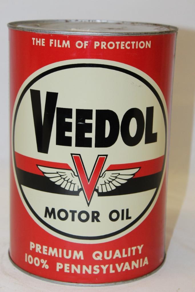 Veedol 100% Pennsylvania Metal 5 Quart Motor Oil Can (1 of 4)