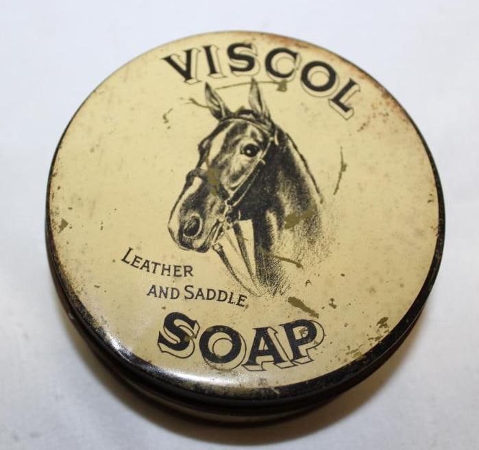 Viscol Leather and Saddle Soap Advertising Can: 3.75" x 1.5"