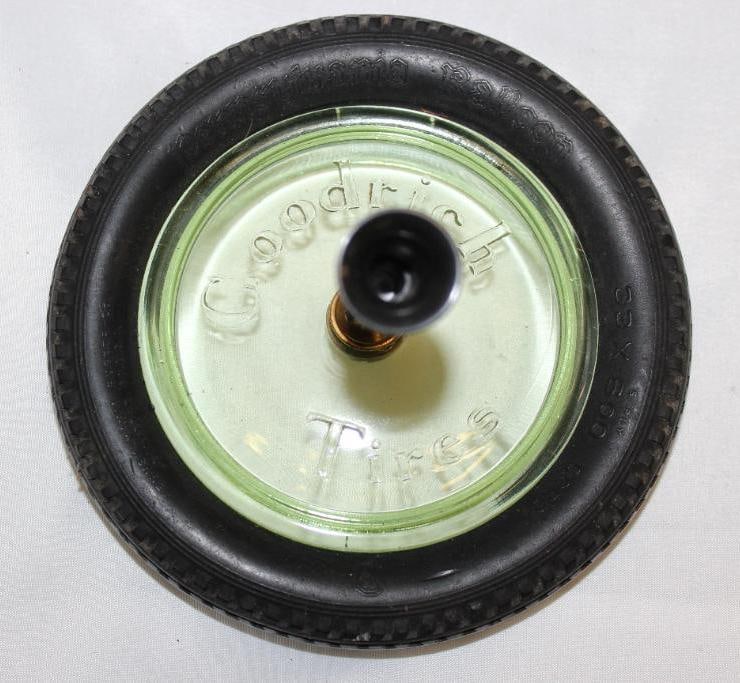Goodrich Tires Advertising Tire Ashtray w/ Green Glass Pen Holder (1 of 3)