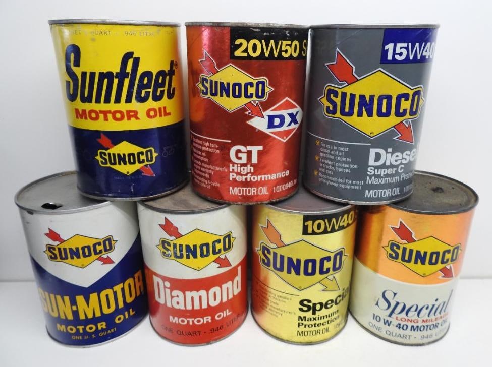 Group of Sunoco Quart Oil Cans (1 of 2)