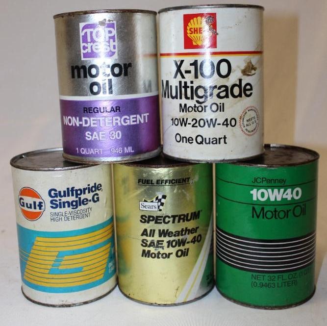 Group of 5 Composite 1 Quart Motor Oil Cans (1 of 2)