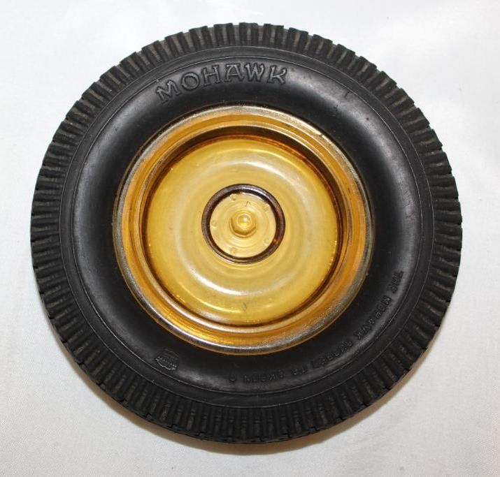 Mohawk Cord Tires Advertising Tire Ashtray w/ Amber Glass (1 of 2)