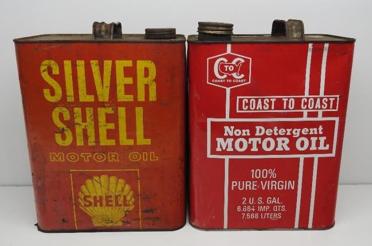 Shell and Coast to Coast Two Gallon Oil Cans (1 of 4)