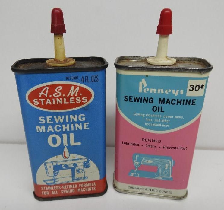 ASM and Penney's Sewing Machine Handy Oiler Cans: Each in good condition