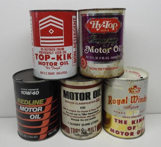 Group of Five 1 Quart Oil Cans (1 of 2)