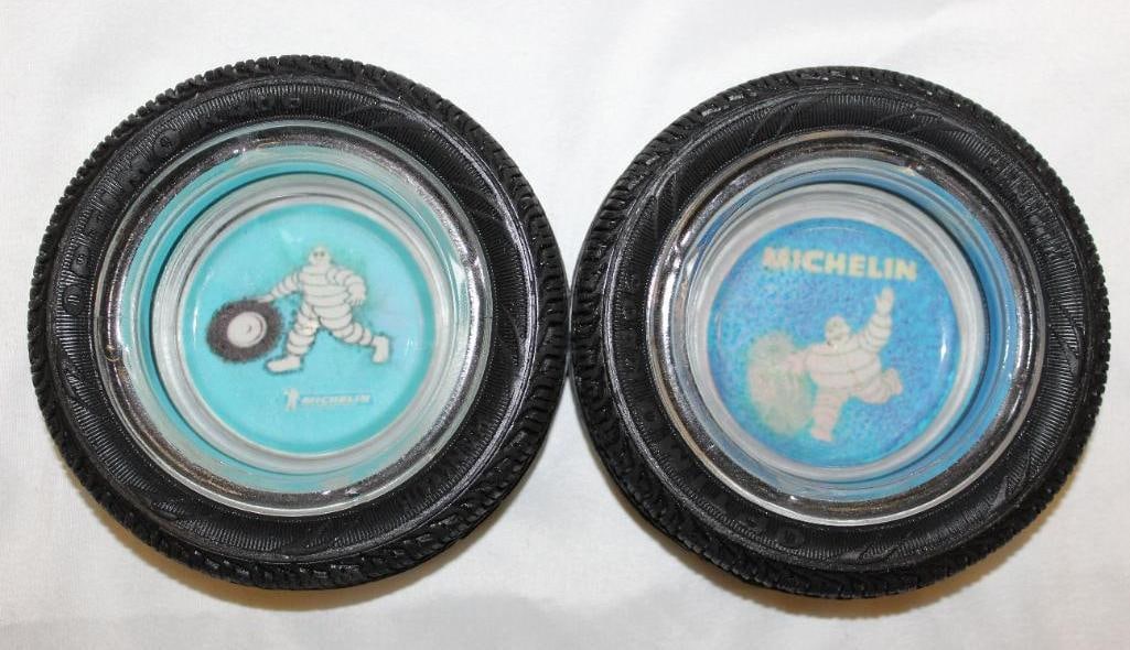 Group of 2 Michelin Advertising Tire Ashtrays: 5" diameter