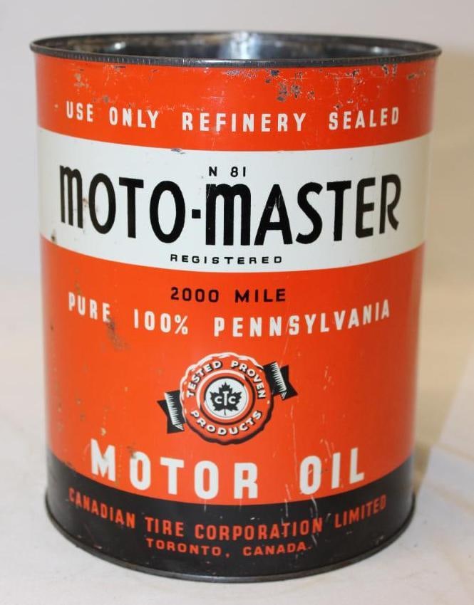 Canadian Tire moto-Master Metal 1 Imperial Gallon Motor Oil Can (1 of 3)