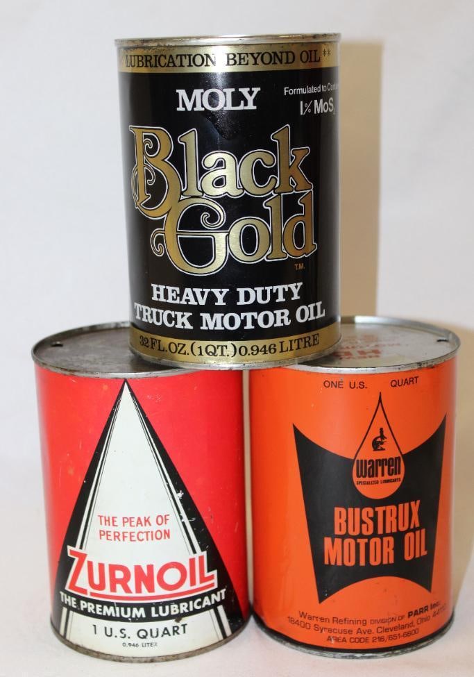 Group of 3 Metal 1 Quart Motor Oil Cans (1 of 2)