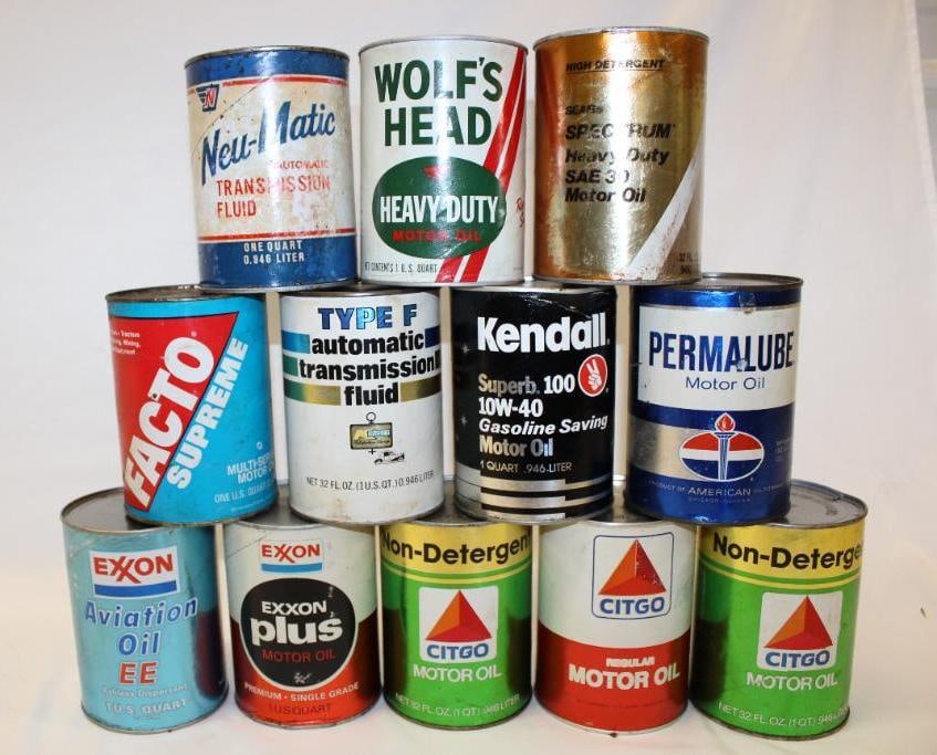 Group of 12 Composite 1 Quart Motor Oil Cans (1 of 2)