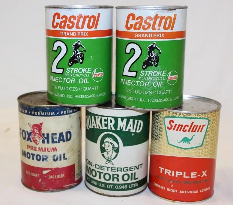 Group of 5 Composite 1 Quart Motor Oil Cans (1 of 2)