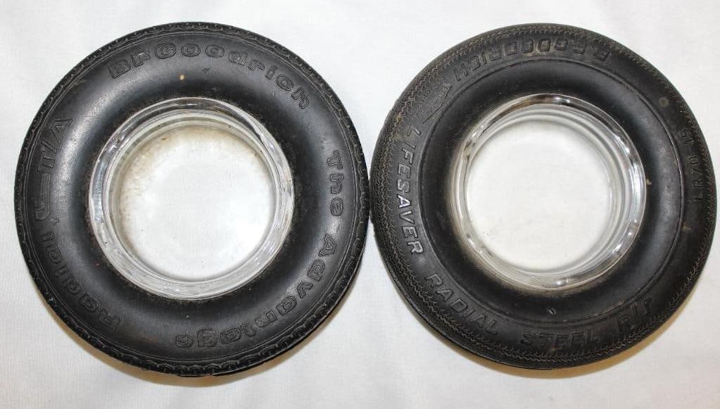 Group of 2 BF Goodrich Advertising Tire Ashtrays: 6" diameter each
