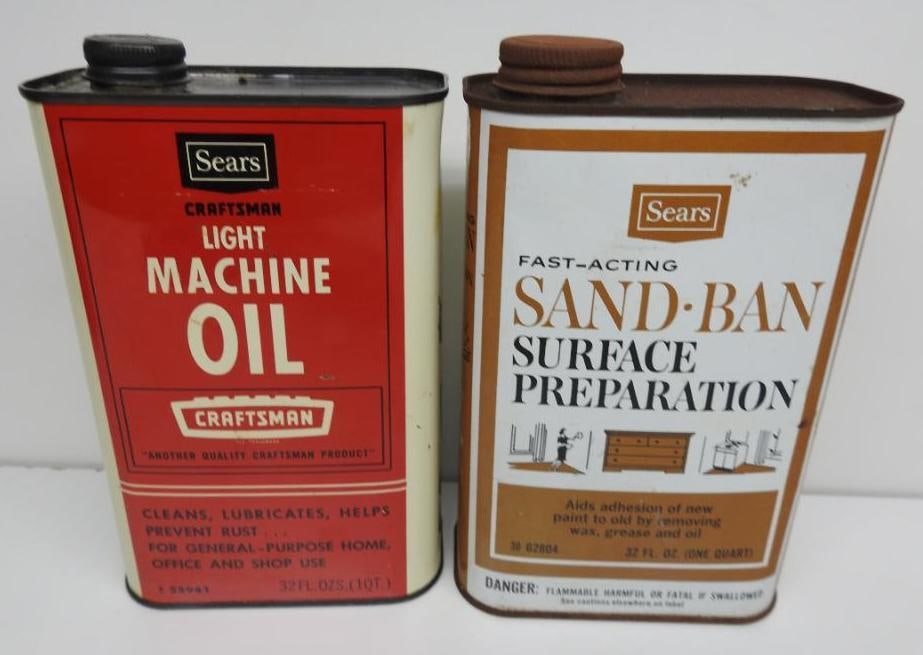 Sears Machine Oil and Sand-Ban Quart Cans (1 of 4)