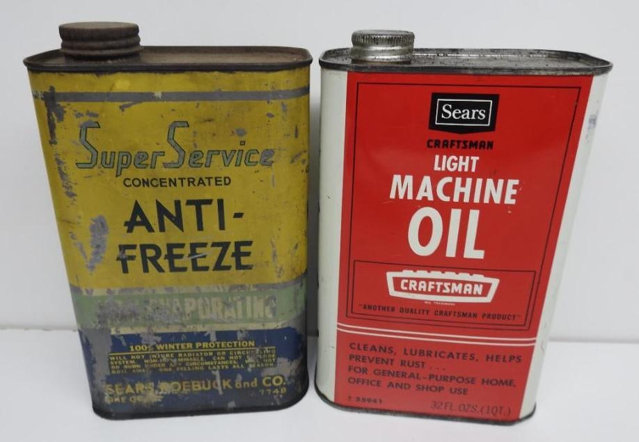 Sears Anti-Freeze and Machine Oil Quart Cans (1 of 5)