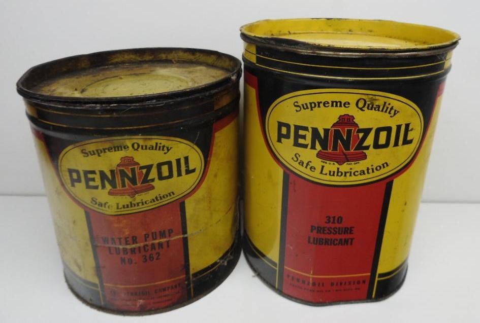 Pair of Pennzoil 5# Grease Cans (1 of 3)