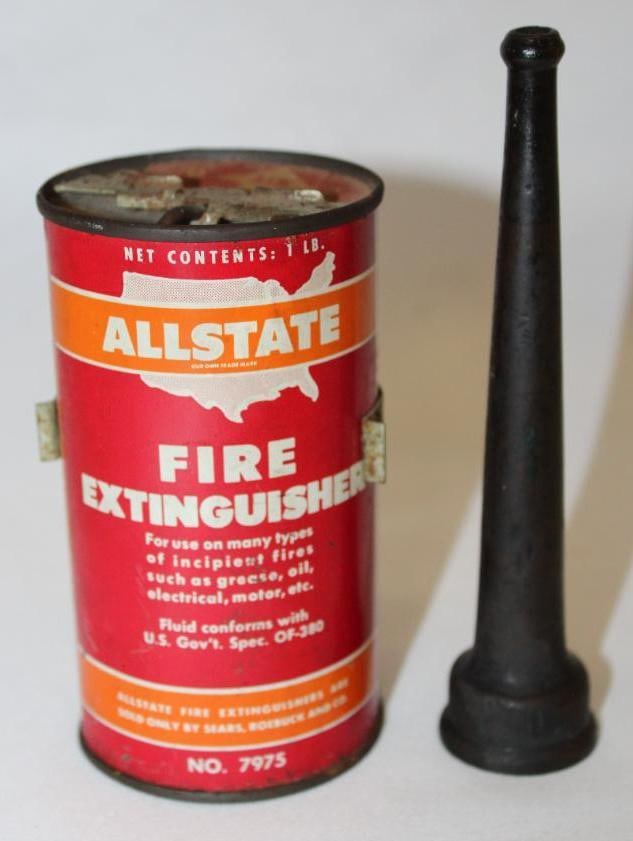 Allstate Advertising Fire Extinguisher and Brass Nozzle (1 of 2)