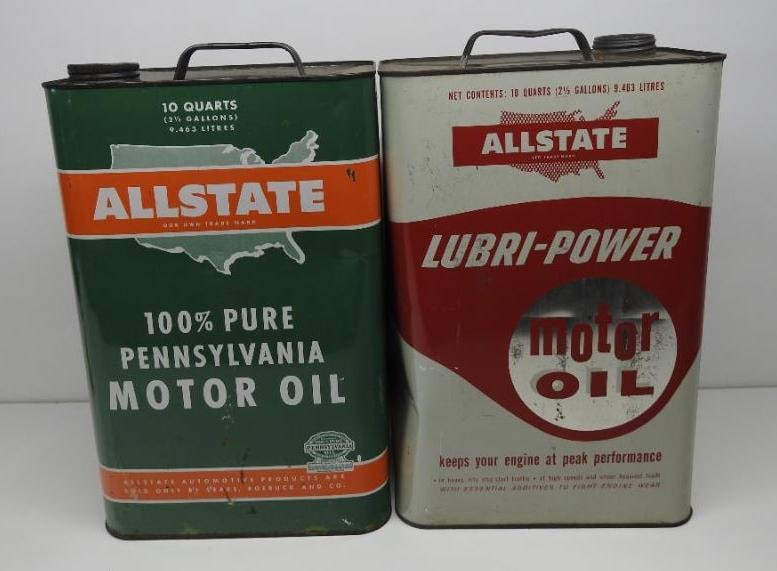 Allstate 10 Quart Oil Can Pair (Green/White) (1 of 2)
