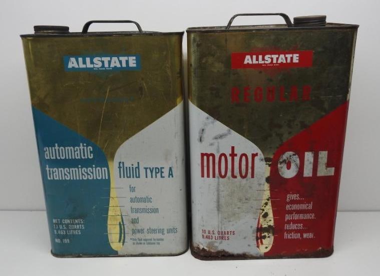 Allstate 10 Quart Oil Can Pair (Gold Versions) (1 of 3)