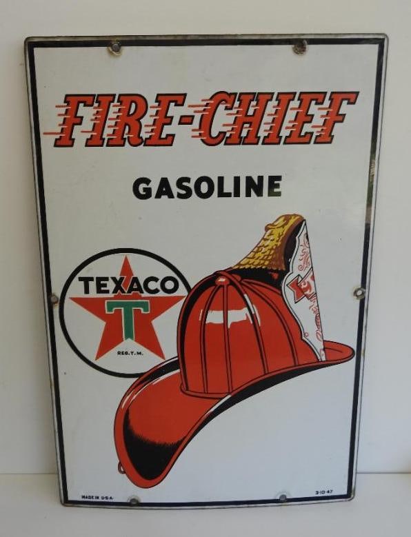 Texaco Fire Chief Porcelain Gas Pump Plate Sign (1 of 4)