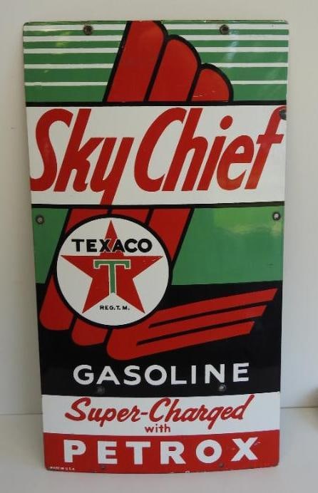 Texaco Sky Chief Petrox Porcelain Gas Pump Plate Sign (1 of 4)