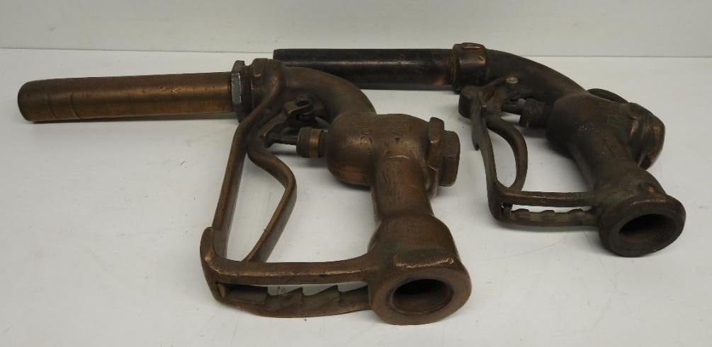 Pair of Large Bulk Fill Gas Pump Brass Nozzles (1 of 4)
