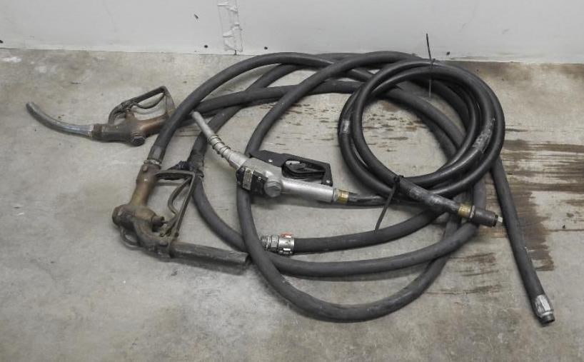 Group of (3) Gas Pump Hoses with Nozzles (1 of 3)