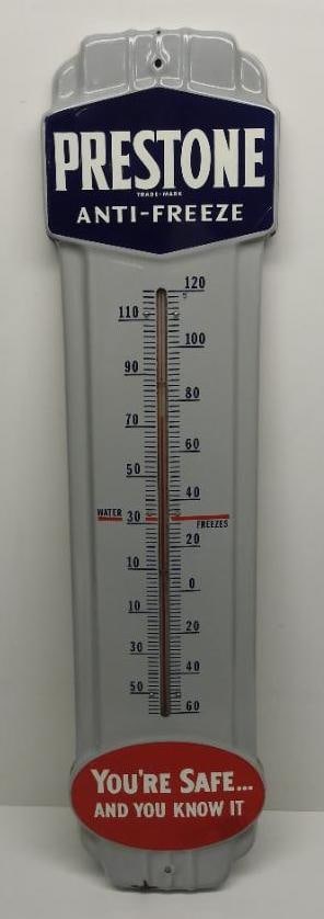 Prestone Anti-Freeze Porcelain Thermometer Sign (1 of 7)