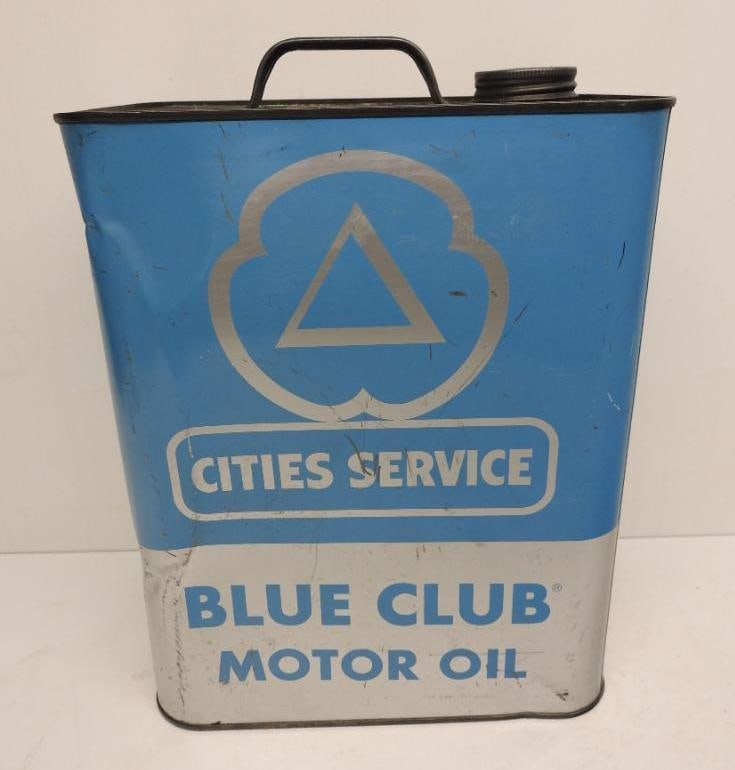 Cities Service Blue Club Two Gallon Oil Can: Empty two gallon can with some dents