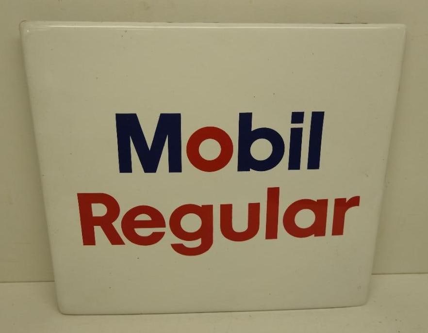 Mobil Regular Porcelain Gas Pump Plate Sign (1 of 2)