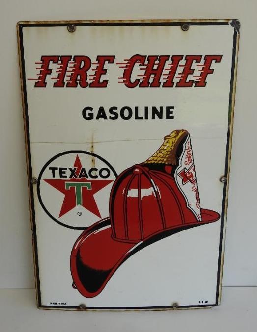 Texaco Fire Chief Porcelain Gas Pump Plate Sign (1 of 4)