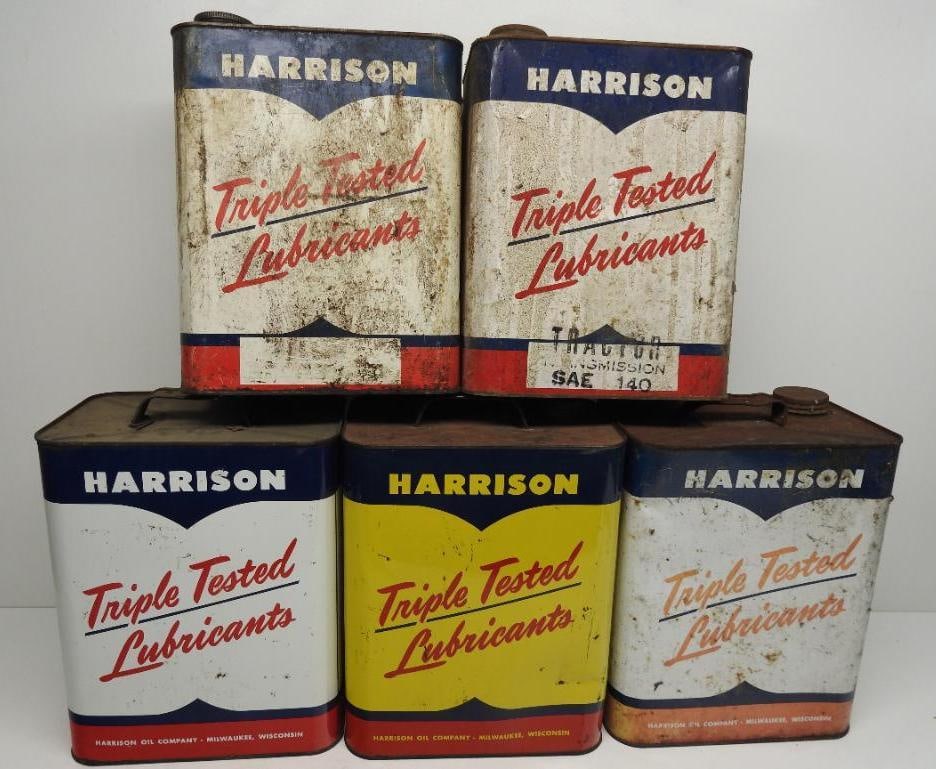 Group of Harrison Two Gallon Oil Cans: All in fair to poor condition