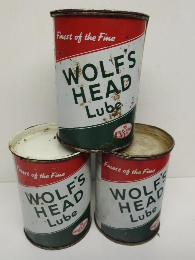 Wolf's Head Grease Can Lot (1 of 2)