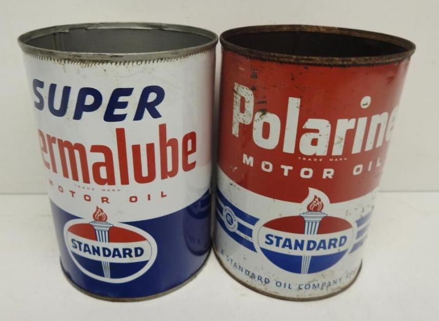Standard Polarine and Super Permalube Quart Oil Cans (1 of 2)