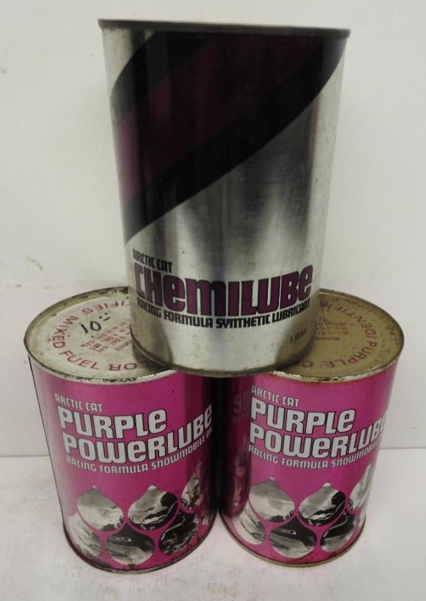 Artic Cat Snowmobile Oil Quart Cans: Full metal quart cans in good condition