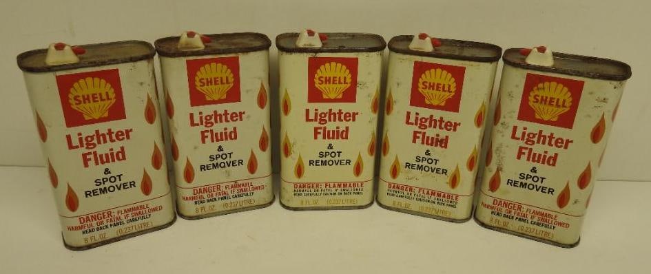 Group of Five Shell Lighter Fluid Cans (1 of 4)