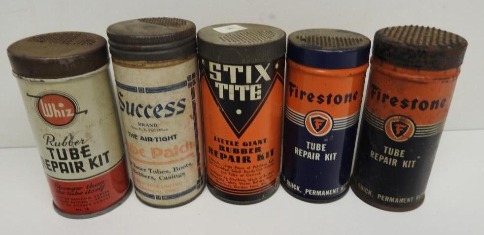 Group of Tire Repair Kits: All in fair to good condition, each stands 4.5" tall