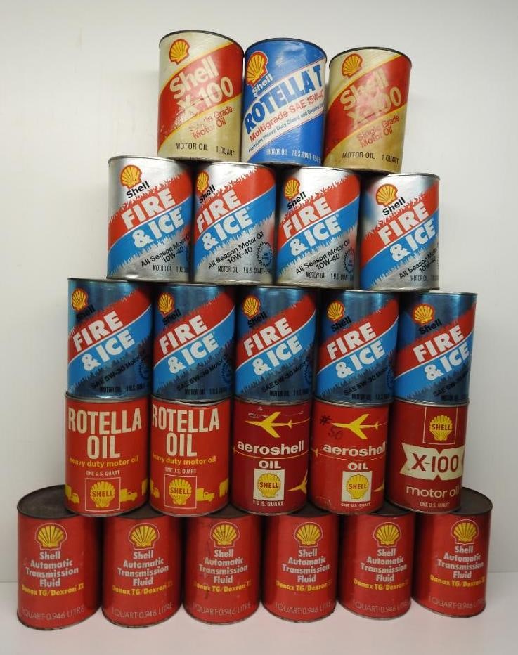 Large Group of Shell Oil Cans (1 of 3)