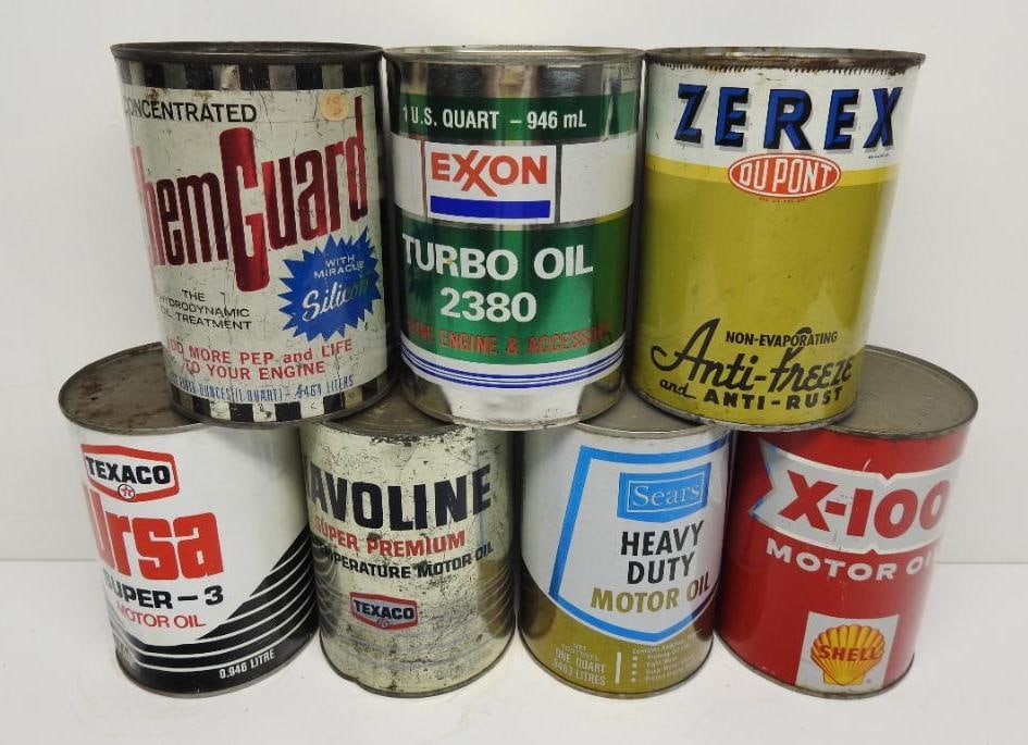 Group of Seven Assorted Quart Oil Cans (1 of 2)