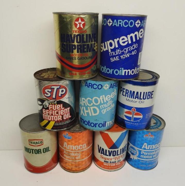 Group of Nine Assorted Quart Oil Cans (1 of 4)